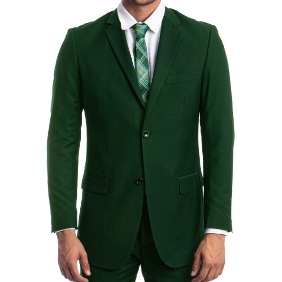 Mens 2pc Modern Fit Suit Notch Lapel, Green - Picture 3 of 3